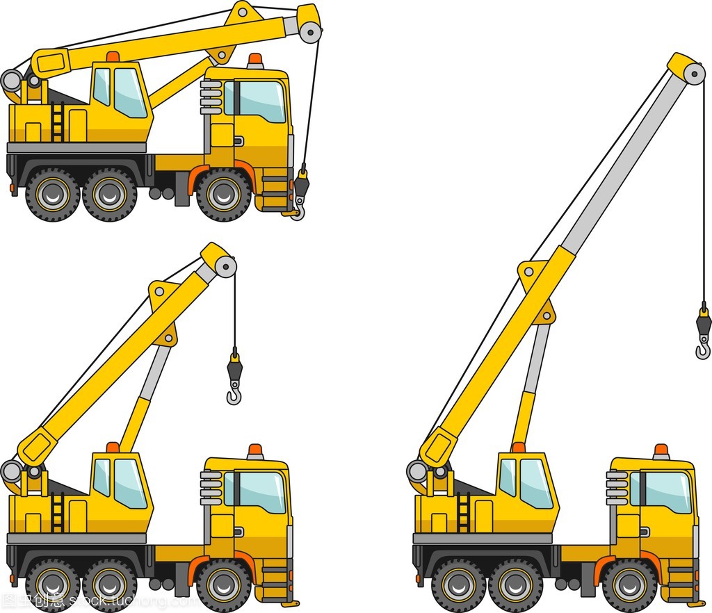起重機(jī)。重型施工機(jī)械。矢量圖